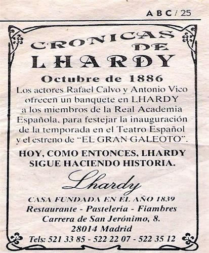 Recuerdo de un Homenaje en Lhardy