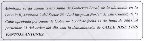 Calle José Luis Pantoja Antunez en Jerez